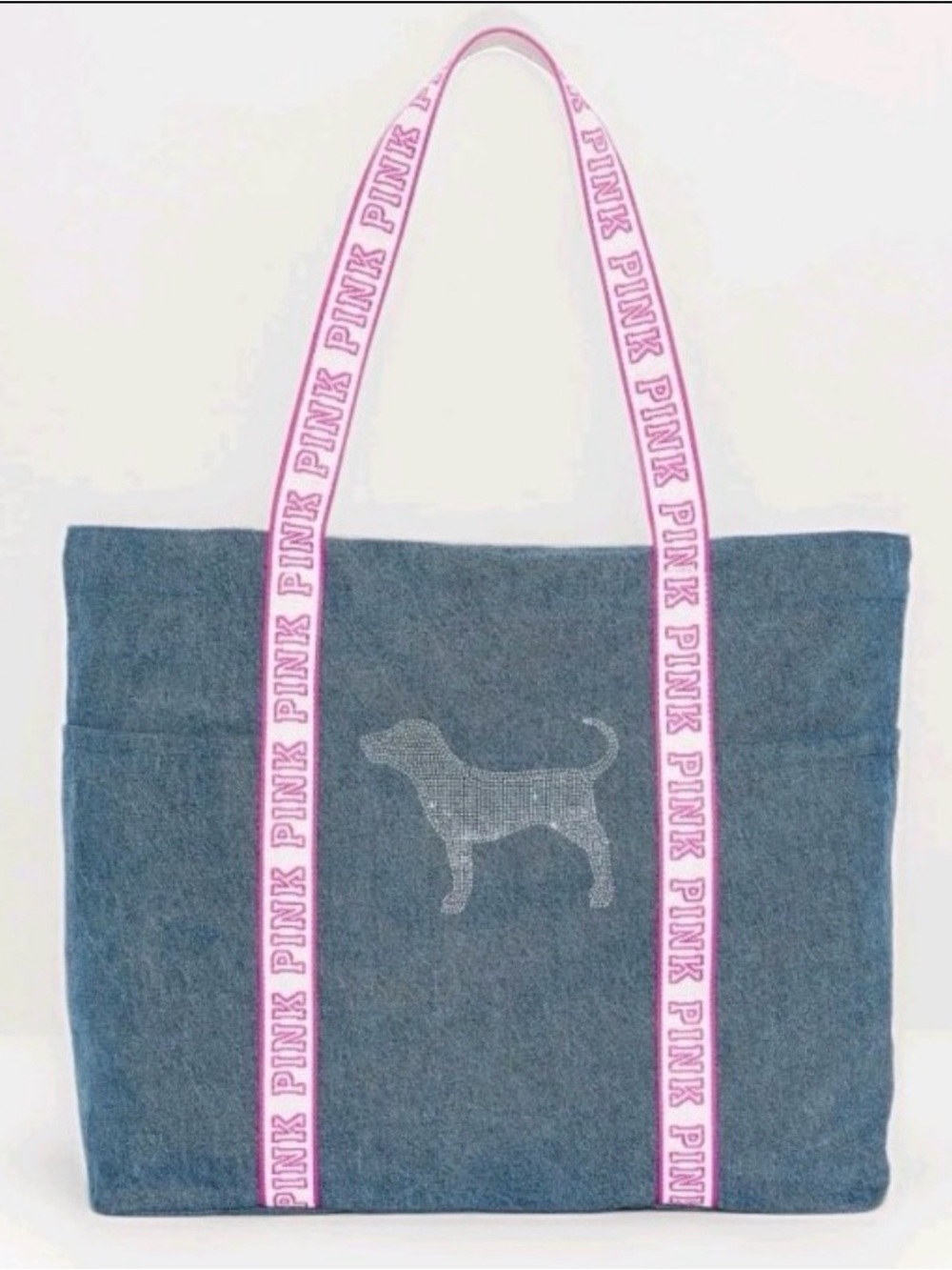 PINK VICTORIA'S SECRET DIAMANTE BLING DOG TOTE BAG NEW 100% COTTON